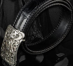 Handmade Leather Black Mens Belts Cool Leather Men Belt for Men