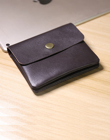 Cute Women Dark Coffee Leather Mini Zip Coin Wallets Change Wallets Slim Billfold Wallet For Women