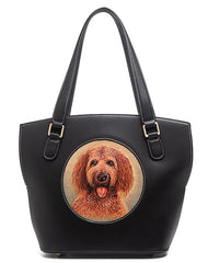 Handmade Womens Brown Leather Tote Handbag Purse Dog Tote Bag for Women
