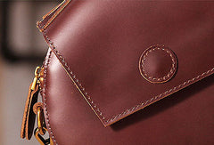 Handmade handbag purse leather round crossbody bag purse shoulder bag for women
