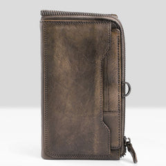 Cool mens long leather wallets vintage brown leaather long wallet for men - EverHandmade