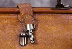 Handmade Tan Leather Handbag Vintage Doctor Bag - Studio View