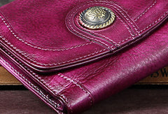 Genuine Leather Wallet Folded billfold Wallet Vintage Wallet Purse For Women Men