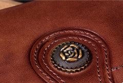 Genuine Leather Wallet Folded Long Wallet Vintage Wallet Purse For Women - EverHandmade