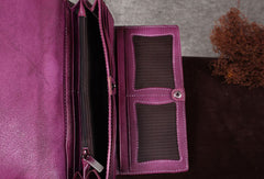 Genuine Leather Wallet Folded Long Wallet Vintage Assorted Colors Wallet Purse Clutch For Women - EverHandmade