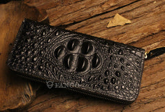 Long leather wallet crocodile zipper leather clutch wallets for men