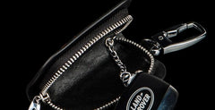 Handmade Leather Biker Mens Cool Car Key Wallet Coin Wallets Pouch Car KeyChain for Men
