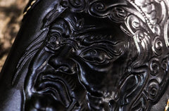 Handmade Leather Acalanatha Mens Tooled Chain Biker Wallet Cool Leather Wallet Long Clutch Wallets for Men