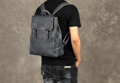 Fashion Leather Mens Cool Backpack Large Black Travel Backpack Hiking Backpack for men