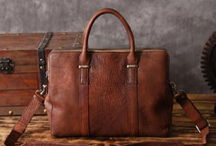 Vintage Cool leather mens Briefcase Business Briefcase laptop Briefcases for Men - EverHandmade