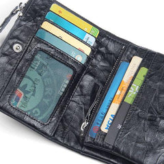Handmade Leather Mens Cool Long Leather Wallet Zipper Wristlet Clutch Wallet