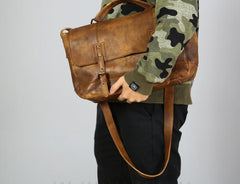 Handmade Leather Mens Cool Shoulder Bag Messenger Bag for men