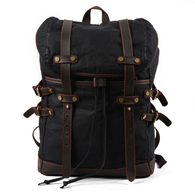 Waxed Canvas Mens Travel Backpack Canvas Hiking Backpack Canvas Backpack for Men