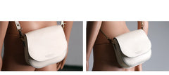 Cute Black LEATHER Flip Side Bag Handmade WOMEN Saddle Phone Crossbody BAG Purse FOR WOMEN