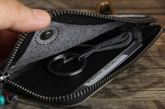 Handamde Genuine Leather Mens Cool Key Wallet Card Slim Wallet Key Holder Car Key Case for Men