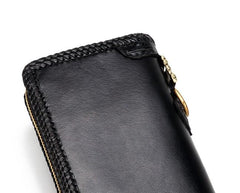 Handmade Leather Mens Biker Chain Wallets Cool Leather Biker Wallets Long Chain Wallet for Men