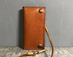 Handmade Leather Mens Cool Long Leather Wallet Biker Wallet Clutch Wallet for Men