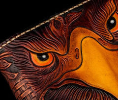 Handmade Leather Eagle Tooled Mens Small Wallet Cool billfold Wallet for Men