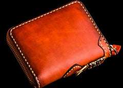 Handmade Leather Tibetan Mens billfold Wallets Cool Chain Wallet Small Biker Wallet for Men