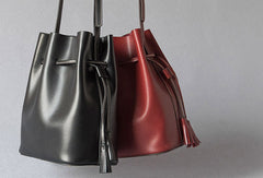 Genuine Leather bucket bag shoulder bag for women leather crossbody bag - EverHandmade