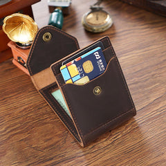 Leather Small Mens Wallet Zipper billfold Front Pocket Wallet Driver's License Card Wallet for Men