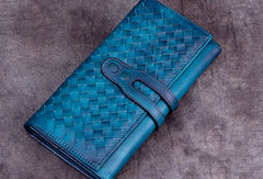 Genuine Leather Wallet Long Wallet Woven Wallet Purse For Men Women - EverHandmade