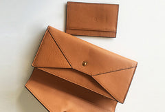 Genuine Leather Cute Long Slim Wallet Bifold Clutch Cards Wallet Purse For Women Girl