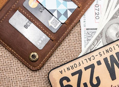 Vintage Cool Leather Long Wallets for men Bifold Men Long Wallets