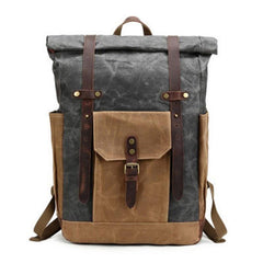 Waxed Canvas Leather Mens Travel Backpacks Canvas Backpack Canvas School Backpack for Men