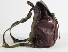Genuine Leather Mens Cool Backpack Large Coffee Travel Backpack Hiking Backpack for men