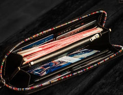 Handmade Leather Men Tooled Acalanatha Cool Leather Wallet Long Phone Clutch Wallets for Men