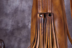 Genuine Leather Handbag Vintage Tote Woven Tassel Crossbody Bag Shoulder Bag Purse For Women - EverHandmade
