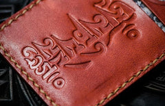 Handmade Leather License Wallet Tooled Mens billfold Wallet Cool Leather Wallet Slim Wallet for Men