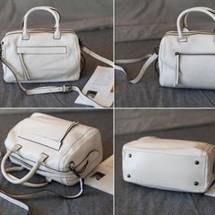 White Leather Handbags Women's Boston Leather Handbags Shoulder Crossbody Bags Purse - Annie Jewel
