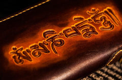 Handmade Leather Mens Tooled Eagle Chain Biker Wallet Cool Leather Wallets Long Wallets for Men