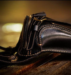 Leather Belt Pouches Mens Small Cases Waist Bag Hip Pack Belt Bag for Men