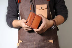 Genuine Leather Mens Cool billfold Leather Wallet Men Small Wallets Trifold for Men