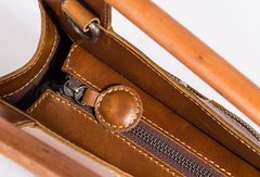 Genuine Leather Handmade Wooden Handbag Bag Shoulder Bag Purse For Women