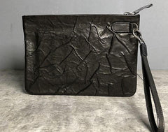 Genuine Leather Mens Clutch Cool Slim Wallet Zipper Clutch Wristlet Wallet for Men