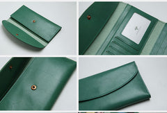Genuine Leather Cute Long Slim Wallet Trifold Clutch Passport Wallet Purse For Women Girl