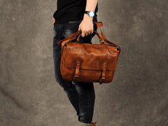 Genuine Leather Vintage Mens Cool Messenger Bag Shoulder Bag for men