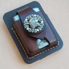 Handmade Coffee Leather Classic Zippo Lighter Case Standard Zippo Lighter Holder Pouch For Men