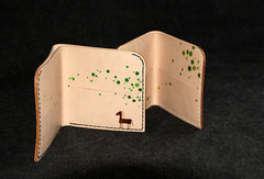 Handmade custom personalized billfold  hand painted leather bifold wallet for women/lady girl - EverHandmade