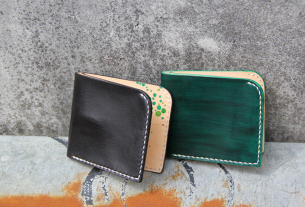 Handmade custom personalized billfold hand painted leather bifold wall