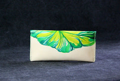 Handmade custom hand painted  leather clutch long wallet for women/lady girl