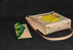 Handmade custom hand painted  leather clutch long wallet for women/lady girl