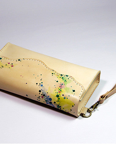 Handmade custom personalized vintage leather clutch long wallet for women/lady girl