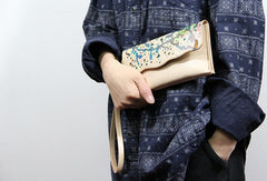 Handmade custom personalized vintage leather clutch long wallet for women/lady girl - EverHandmade