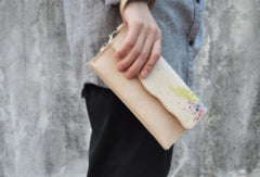 Handmade custom personalized vintage leather clutch long wallet for women/lady girl - EverHandmade