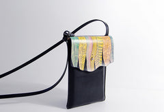 Handmade black custom leather small crossbody shoulder bag /handbag for women girl lady - EverHandmade